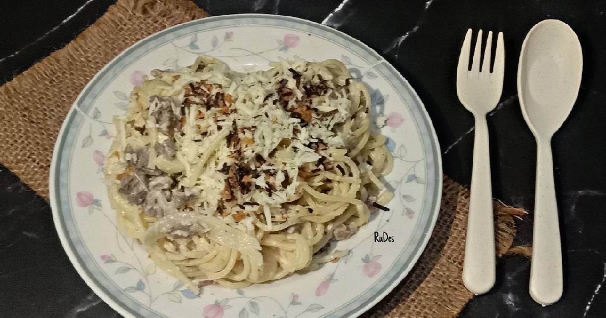 Resep Spaghetti Alfredo oleh Ruth Destianty Cookpad