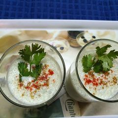 A picture of Masala Chaas or Spiced Buttermilk.