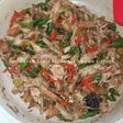 Tumis ayam suwir pedas