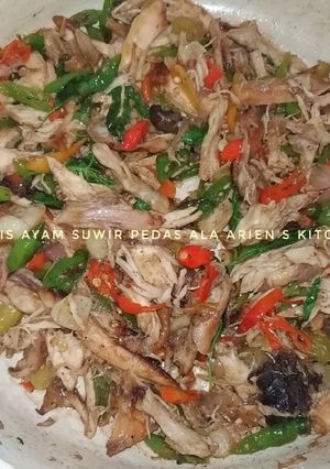 Foto resep Tumis ayam suwir pedas