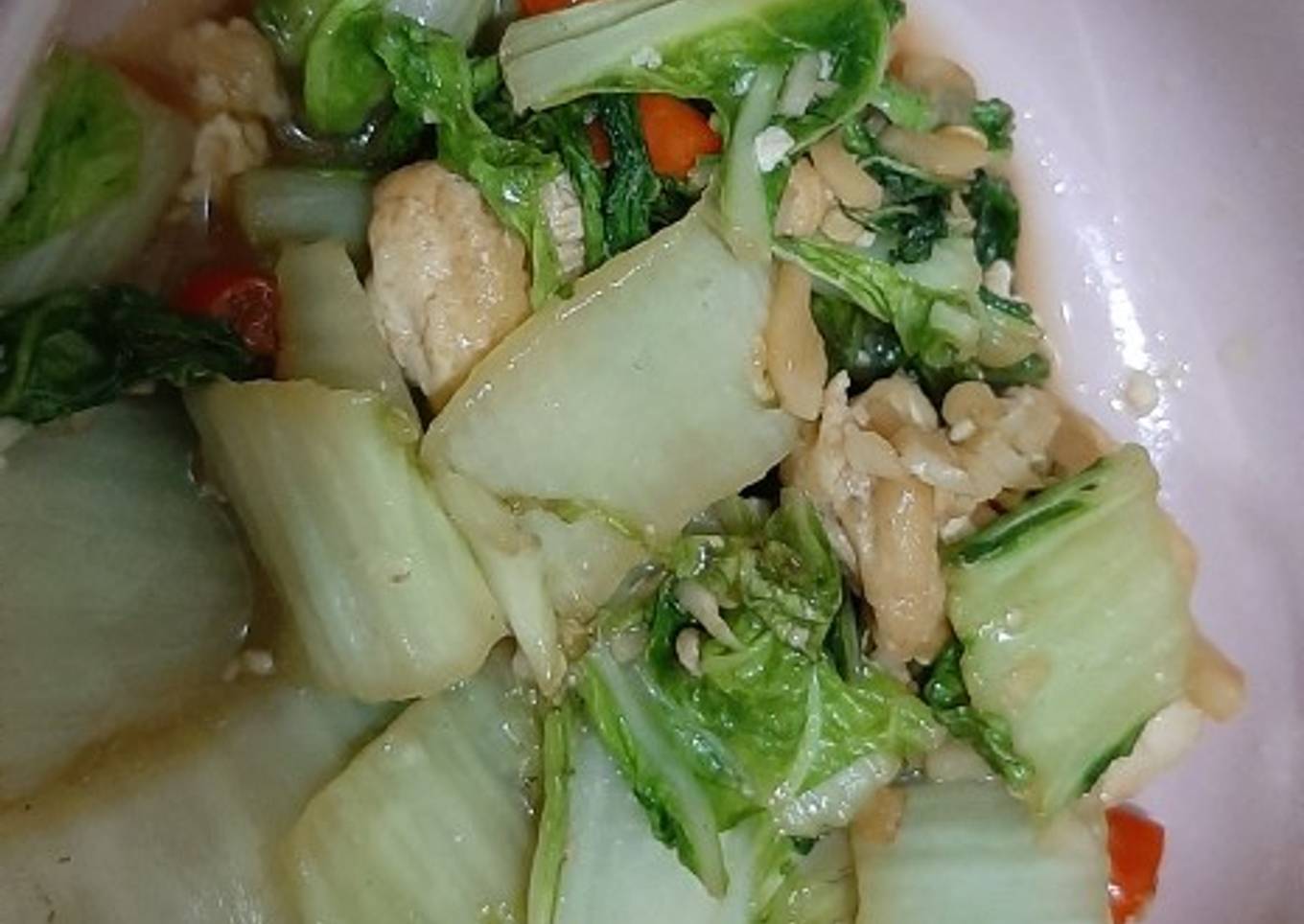 Tumis sawi tahu putih saos tiram