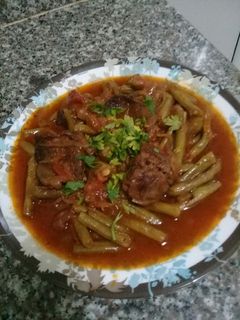 صورة لوصفة لوبيا خضره باللحم