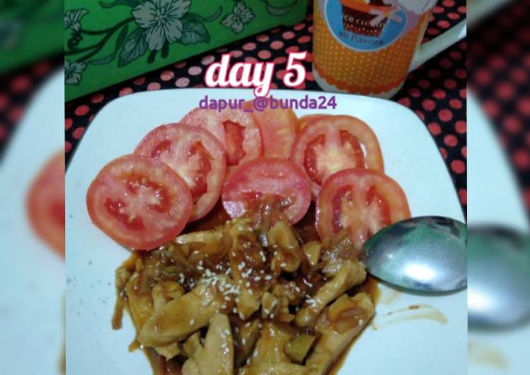 Bagaimana Membuat Menu diet gm day 5(tomat&amp;daging/tempe) yang Enak Banget