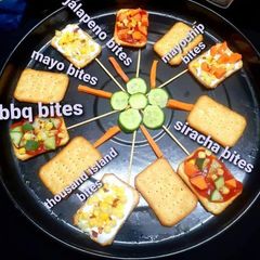 A picture of Different flavored tuc bites.