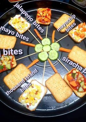A picture of Different flavored tuc bites.