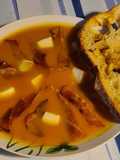 Velouté carottes bacon et fromage de brebis