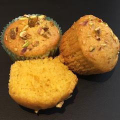 A picture of Eggless Mango Pistachios Muffins.