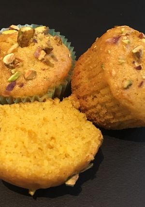 A picture of Eggless Mango Pistachios Muffins.