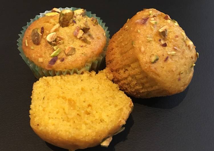 Recipe of Homemade Eggless Mango Pistachios Muffins