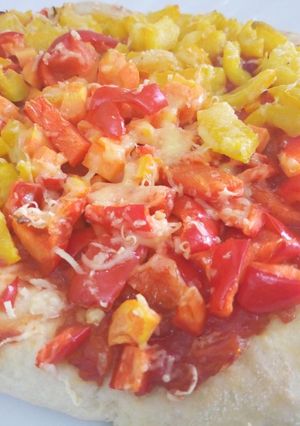 A picture of Rainbow Vegetable Pizza.