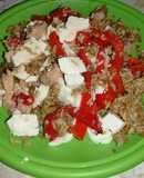 Queso fresco con arroz integral y quinoa