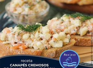 Una foto de "CANAPÉS CREMOSOS DE SALMÓN AHUMADO CON MANZANA, NUECES Y ENELDO"