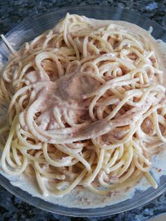 Una foto de Espaguetis con salsa de foie-gras