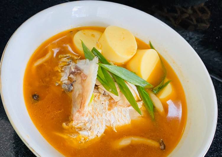 Resep Soup Kepala Ikan Bumbu Gochujang yang Enak