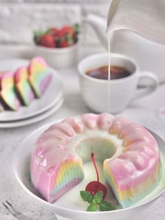 Foto resep Rainbow Bread Puding