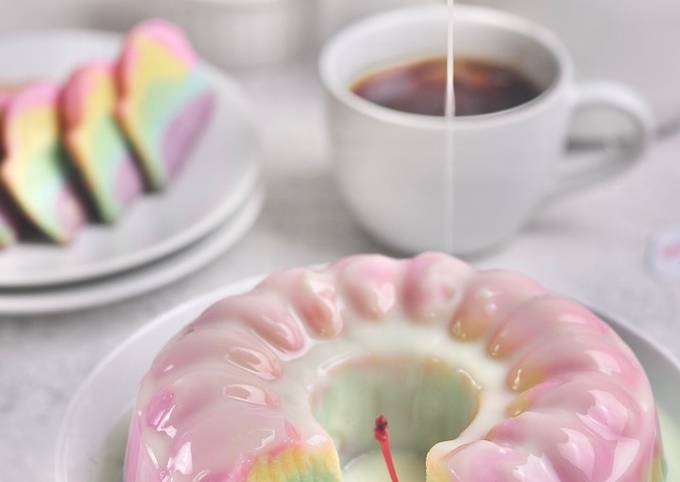 Resep Rainbow Bread Puding, Bisa Manjain Lidah