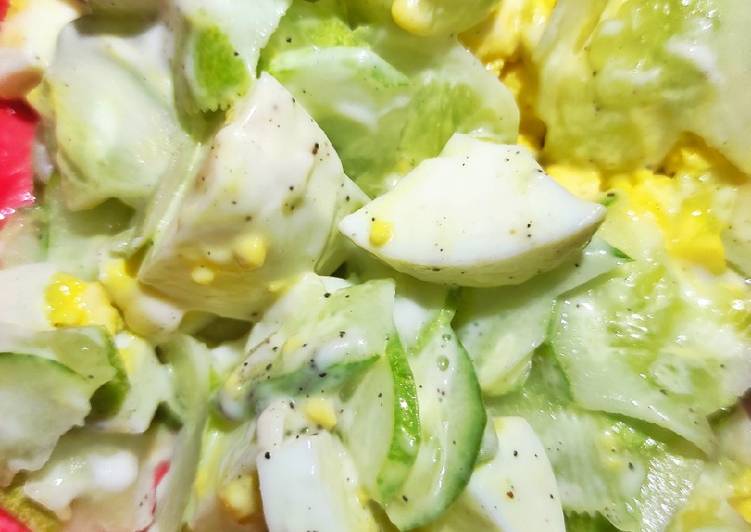 Cara menyajikan Salad Timun Telur Rebus #476³¹ , Bisa Manjain Lidah