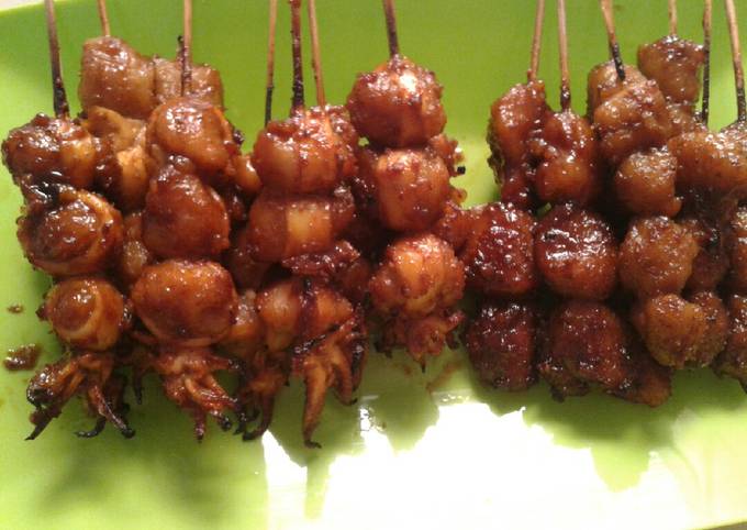 Resep Sate cumi dan pentol bakso bakar sambel kacang Anti Gagal