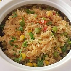 A picture of Green Peas and Sweet corn Pulav.