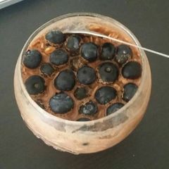 A picture of Chocolate Overnight oat with blueberries.