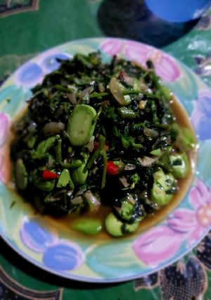 Foto resep Tumis daun singkong, ikan asin, petai
