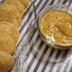 Kachori with Aloo Tarkari A picture of Kachori with Aloo Tarkari.