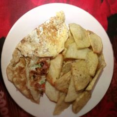 A picture of Fried yam and egg.