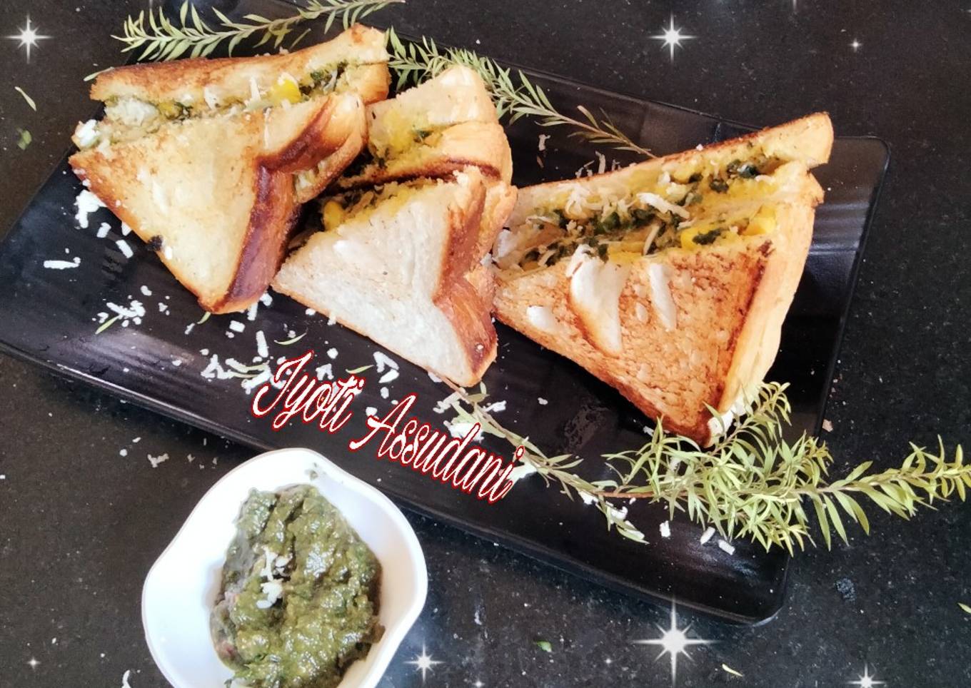 Spinach corn sandwich