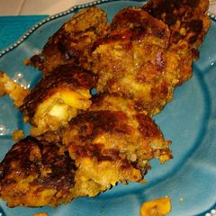 A picture of Sausage and cheese pancakes.