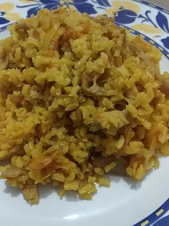 Una foto de Arroz con puerro y setas