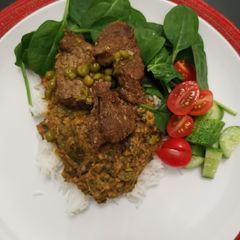 Split Mung beans w braised Beef A picture of Split Mung beans w braised Beef.