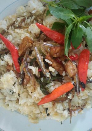 Foto resep Nasi kukus ikan asin Teri,tempe cemangi