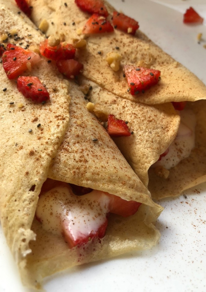 Una foto de Crêpes de Avena sabor choco Blanco