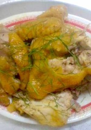 Hình của món Gà hấp muối.