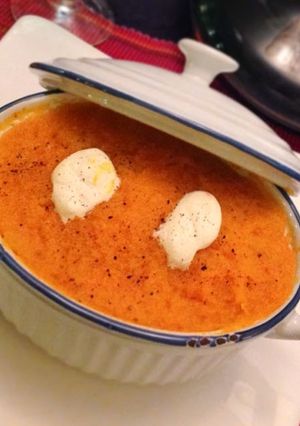 Una foto de Cazuela de calabaza, choclo y miel