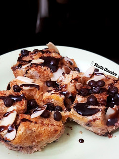 Foto resep Chocolate Almond Bread Pudding #dessert 🇺🇸