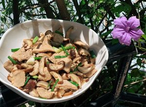 Hình của món Thịt heo xào nấm đông cô.