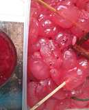 Satay kolang kaling with dragon fruit and syrup dragon fruit