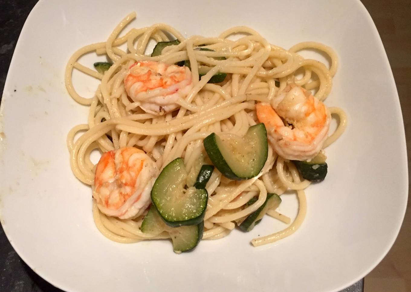 Prawn and courgette spaghetti