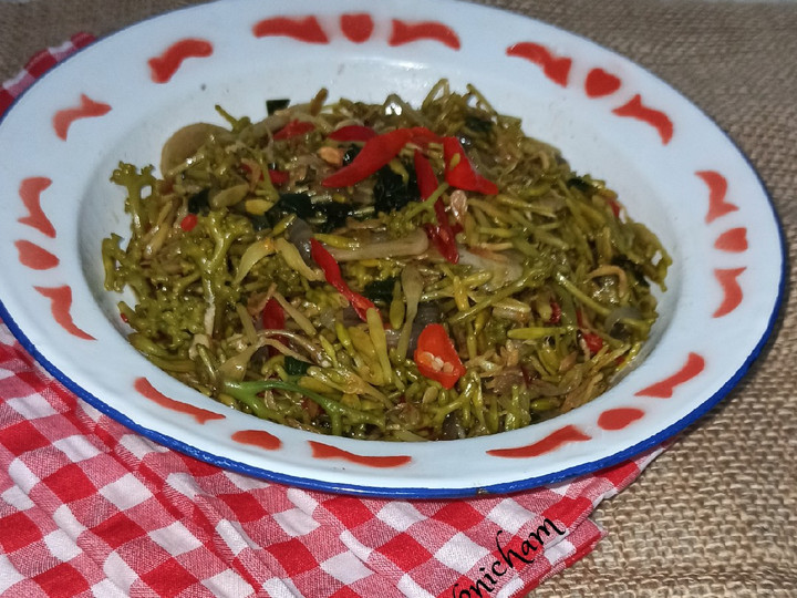 Resep Tumis bunga daun pepaya teri Anti Gagal