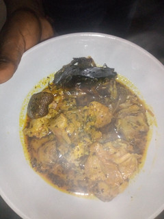 A picture of Goat meat banga soup.