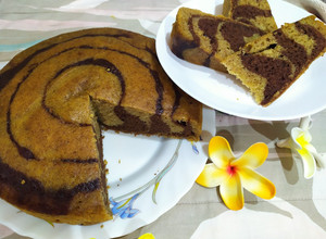 Gambar Kek kukus marble pisang tanduk