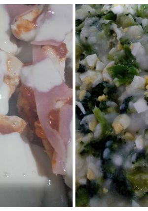Una foto de Supremas a la napolitana con brócoli y salsa blanca