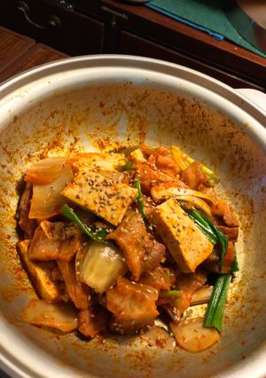 A picture of Jae Yook Bokk GeumStir Fry Kimchi and Pork Belly.