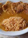 Tortitas de zanahoria, calabacita y papa en caldillo