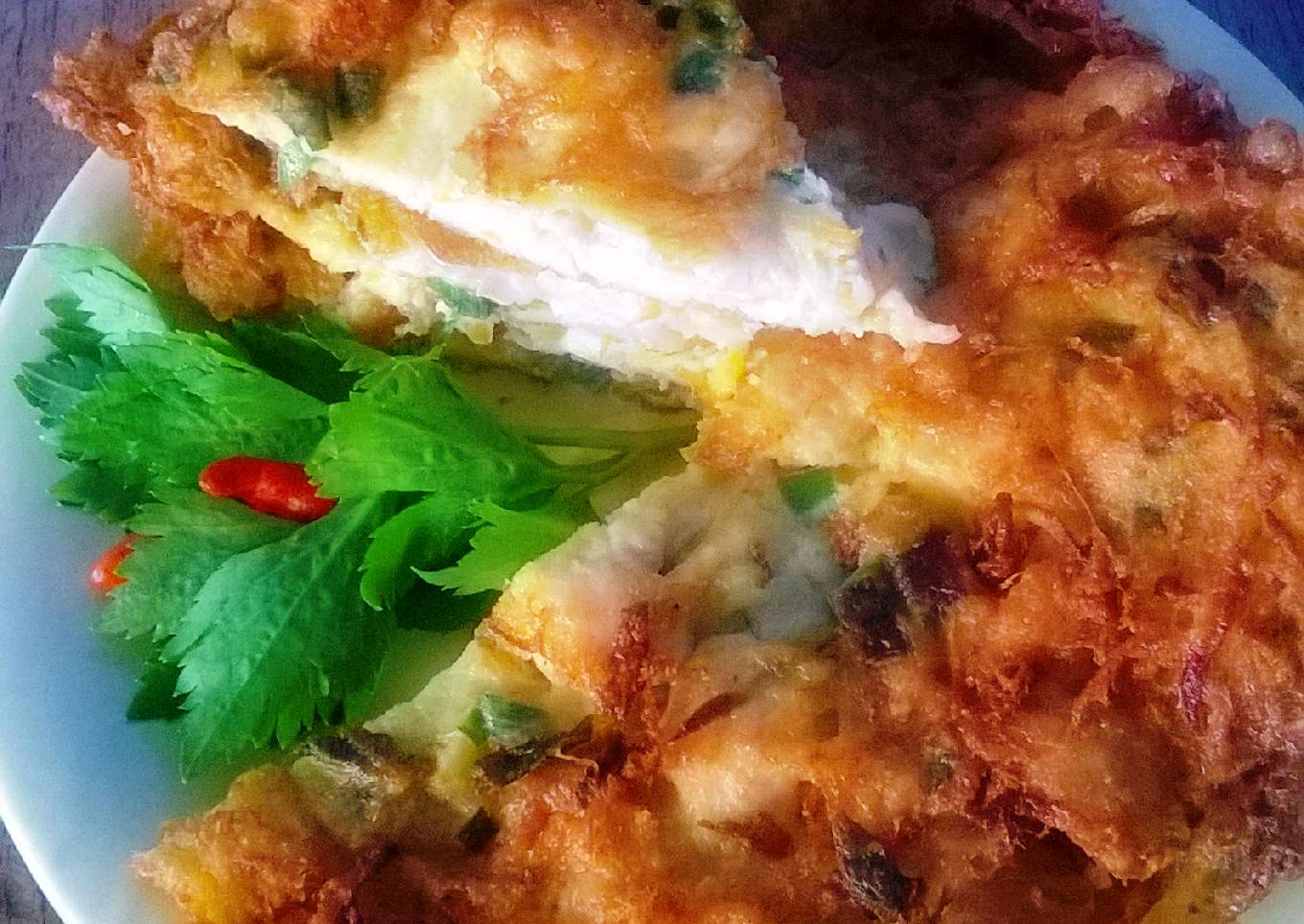 Telur Dadar Keriting isi Daging Ayam Giling
