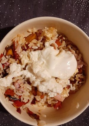 Une photo de Risotto revisité au jambon et poivrons