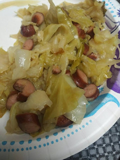 A picture of Cabbage and Little Smokies.
