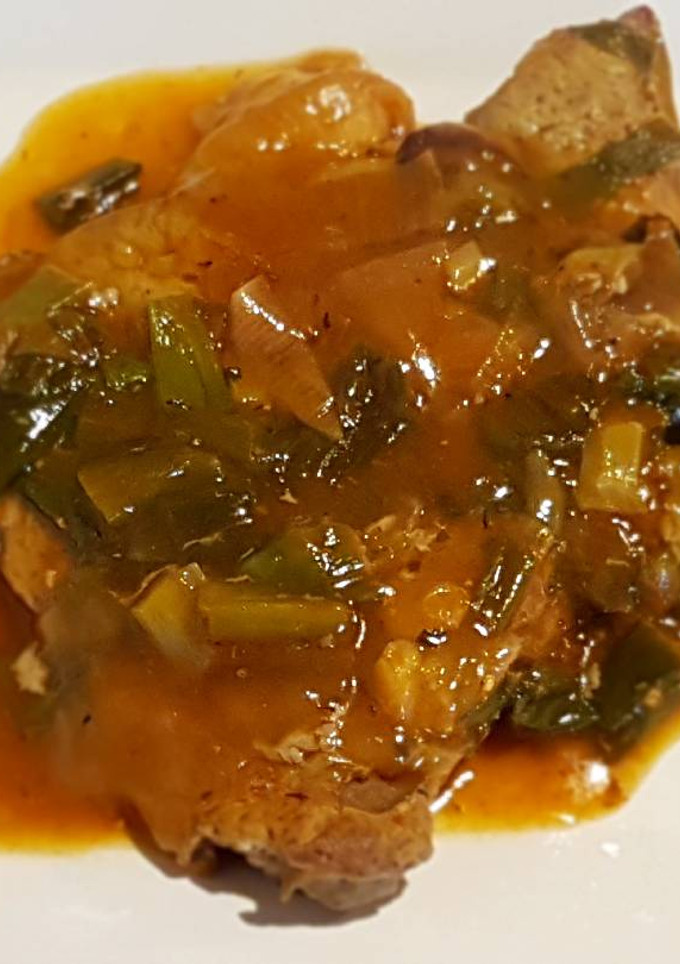 Una foto de Hígado, bifes al vino blanco