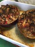 Aubergine violette italienne farcie thon tomates poivron